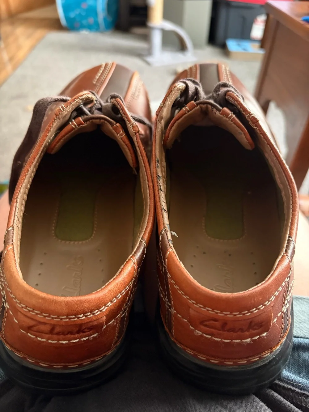 Clarks Active Air Men's Size 10 Two Tone Brown Leather Casual Oxford Sneakers